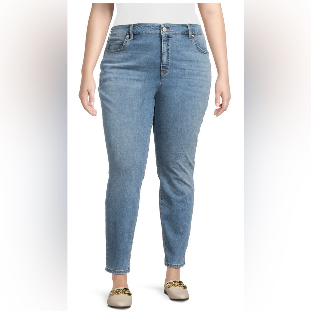 Terra & Sky Womens Plus Size High Rise Skinny Jeans Blue Haley 26W 29 Inseam